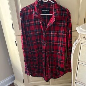Red Plaid Casual Men's Shirt